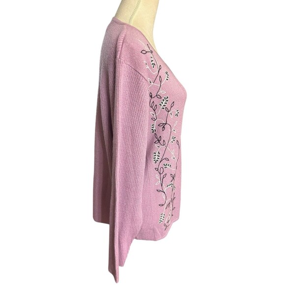 Casual Corner Annex Woman Lilac Beaded Embroidered Button Up Cardigan Sz X - Picture 5 of 8
